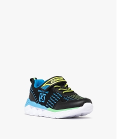 baskets garcon en mesh et a scratch style running a motifs bleu basketsF050101_2