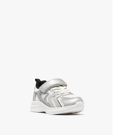 baskets basses legeres en mesh a lacets elastiques et scratch fille gris basketsF051501_2