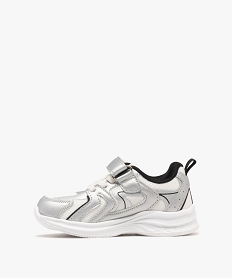 baskets basses legeres en mesh a lacets elastiques et scratch fille gris basketsF051501_3