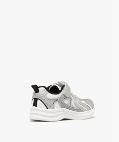 baskets basses legeres en mesh a lacets elastiques et scratch fille gris basketsF051501_4