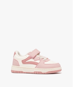 GEMO Baskets basses à lacets élastiques et scratch fille - 5 Miles rose vif