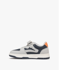 baskets basses tricolores a lacets elastiques et scratch garcon gris standard basketsF052801_3
