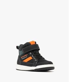 baskets garcon mid-cut a scratch et bandes colorees noir standard basketsF053801_2