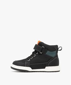 baskets garcon mid-cut a scratch et bandes colorees noir standard basketsF053801_3