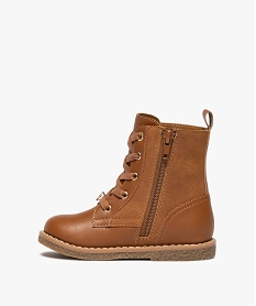 bottines fille a zip et a lacets fleurs fantaisie - lulucastagnette marron standard bottes et bootsF054701_3