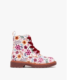 GEMO Bottines à lacets en velours avec zip intérieur fille [MISSING] Multicolore