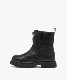 boots motardes grainees a semelle crantee fille noir vif bottes et bootsF055301_3
