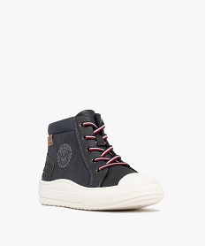baskets garcon mid-cut a zip et lacets tricolores bleu basketsF058201_2