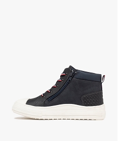 baskets garcon mid-cut a zip et lacets tricolores bleu basketsF058201_3