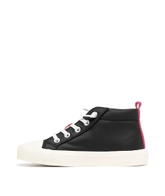baskets fille en toile mid-cut a lacets elastiques love trend noir vif tennis en toileF058801_3