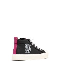 baskets fille en toile mid-cut a lacets elastiques love trend noir vif tennis en toileF058801_4