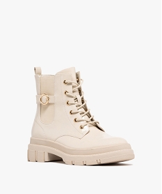 boots fille vernies a lacets et a zip semelle chunky beige standard bottes et bootsF060701_2