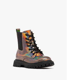 boots fille metallisees a semelle crantee effet crepi [missing] argente bottes et bootsF060901_2