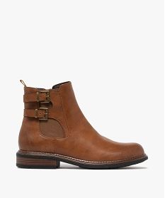 boots femme style chelsea avec double brides a boucle fantaisie et a zip marron standard bottes et bootsF061201_1