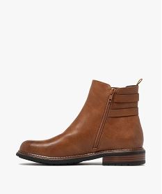 boots femme style chelsea avec double brides a boucle fantaisie et a zip marron standard bottes et bootsF061201_3