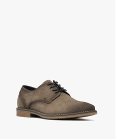 derbies homme en suedine avec dessus effet quadrille marron fonceF062701_2