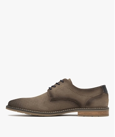 derbies homme en suedine avec dessus effet quadrille marron fonceF062701_3