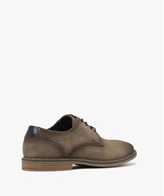 derbies homme en suedine avec dessus effet quadrille marron fonceF062701_4