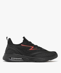 GEMO Baskets homme running avec dessus en mesh et semelle à bulle dair noir vif