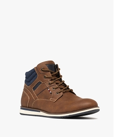 baskets homme mid-cut casual a col denim marron chine baskets et tennisF066001_2