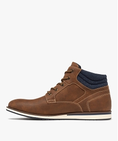 baskets homme mid-cut casual a col denim marron chine baskets et tennisF066001_3