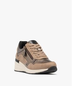 derbies confort look sport avec talon compense femme jaune baskets compenseesF069001_2