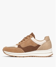 baskets femme a semelle compensee avec zip laterale et a lacets marron standard baskets compenseesF069501_3