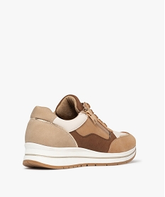 baskets femme a semelle compensee avec zip laterale et a lacets marron standard baskets compenseesF069501_4