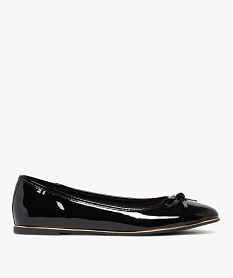GEMO Ballerines femme vernies à liseré doré et noeud fantaisie noir standard