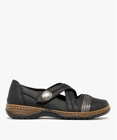 GEMO Ballerines confort à brides croisées fermeture scratch femme noir standard