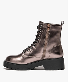 boots femme vernies avec semelle crantee epaisse a zip et a lacets multicoloreF075201_3