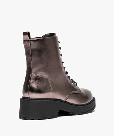 boots femme vernies avec semelle crantee epaisse a zip et a lacets multicoloreF075201_4