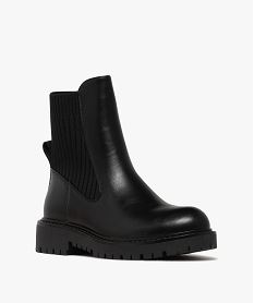 boots femme a col chaussette avec semelle crantee noir standardF075301_2