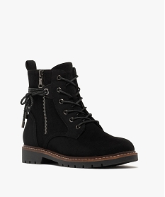 boots a lacets et zips avec cordon fantaisie sur la tige femme noir standardF076101_2
