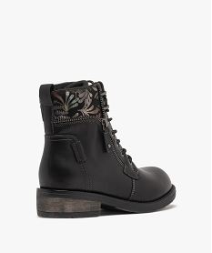 boots femme a lacets avec col fantaisie et zip noir standard bottines et bootsF076301_4
