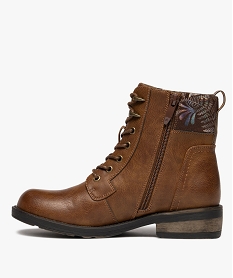 boots femme a lacets avec col fantaisie et zip [missing] brun bottines et bootsF076401_3