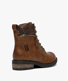 boots femme a lacets avec col fantaisie et zip [missing] brun bottines et bootsF076401_4