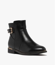 bottines femme a zip avec semelle a lisere dore bout amande noir standard bottines et bootsF077101_2