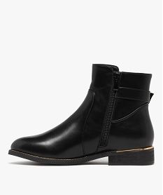 bottines femme a zip avec semelle a lisere dore bout amande noir standard bottines et bootsF077101_3