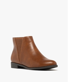 bottines femme unies a talon plat style chelsea  [missing] brunF077401_2