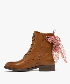 bottines femme a lacets et a zip avec foulard fantaisie brunF078201_3