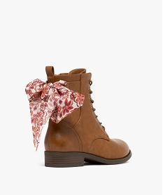 bottines femme a lacets et a zip avec foulard fantaisie brunF078201_4