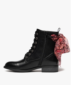 bottines femme a lacets et a zip avec foulard fantaisie noir standardF078401_3