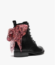 bottines femme a lacets et a zip avec foulard fantaisie noir standardF078401_4