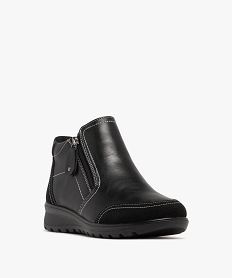 boots femme confort a double zip avec surpiqures contrastantes noir standard bottines bottesF078701_2