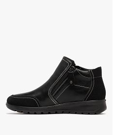 boots femme confort a double zip avec surpiqures contrastantes noir standard bottines bottesF078701_3