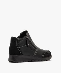 boots femme confort a double zip avec surpiqures contrastantes noir standard bottines bottesF078701_4