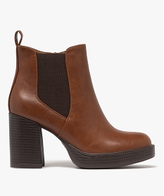 boots femme a talon flare et semelle plateforme avec bout carre marron standard bottines et bootsF078901_1
