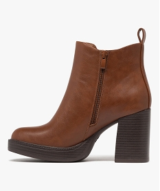 boots femme a talon flare et semelle plateforme avec bout carre marron standard bottines et bootsF078901_3