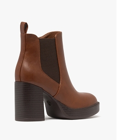 boots femme a talon flare et semelle plateforme avec bout carre marron standard bottines et bootsF078901_4